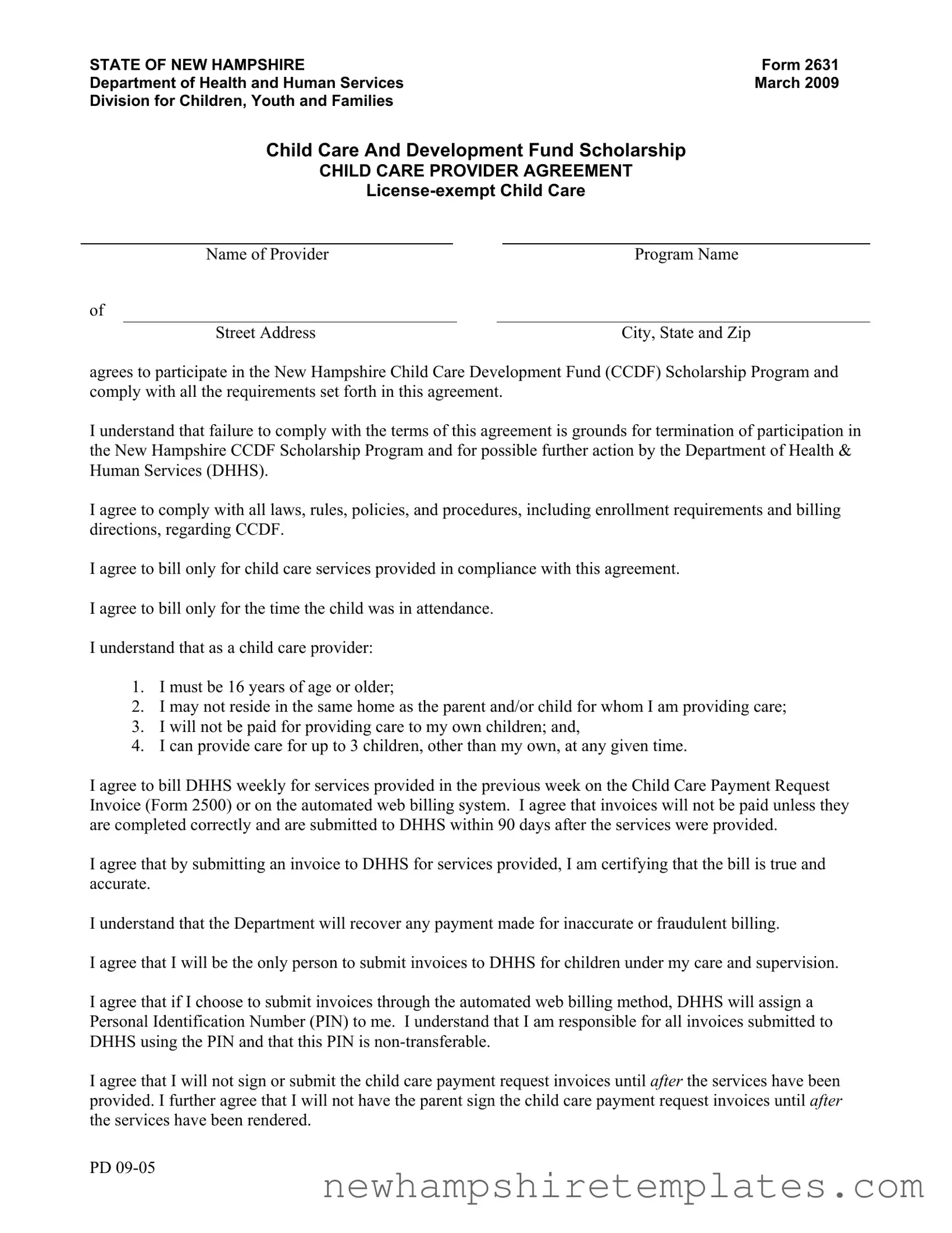 Fill in a Valid New Hampshire 2631 Form