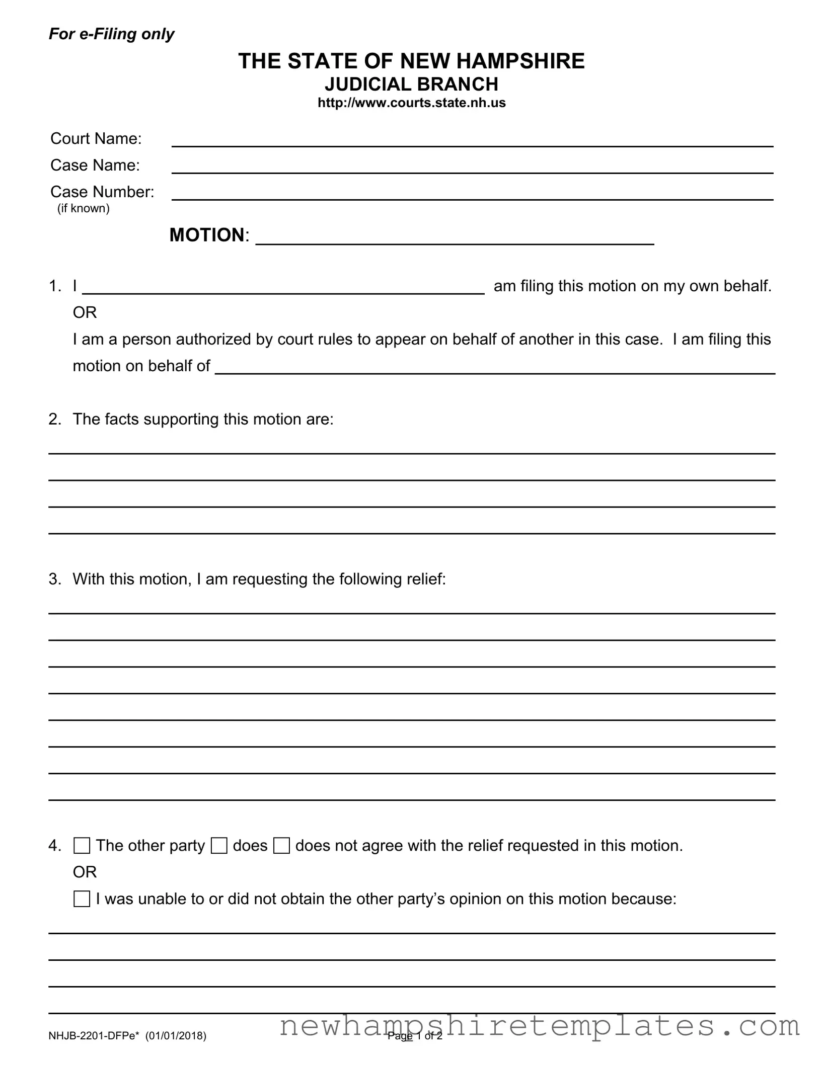 Fill in a Valid New Hampshire Form
