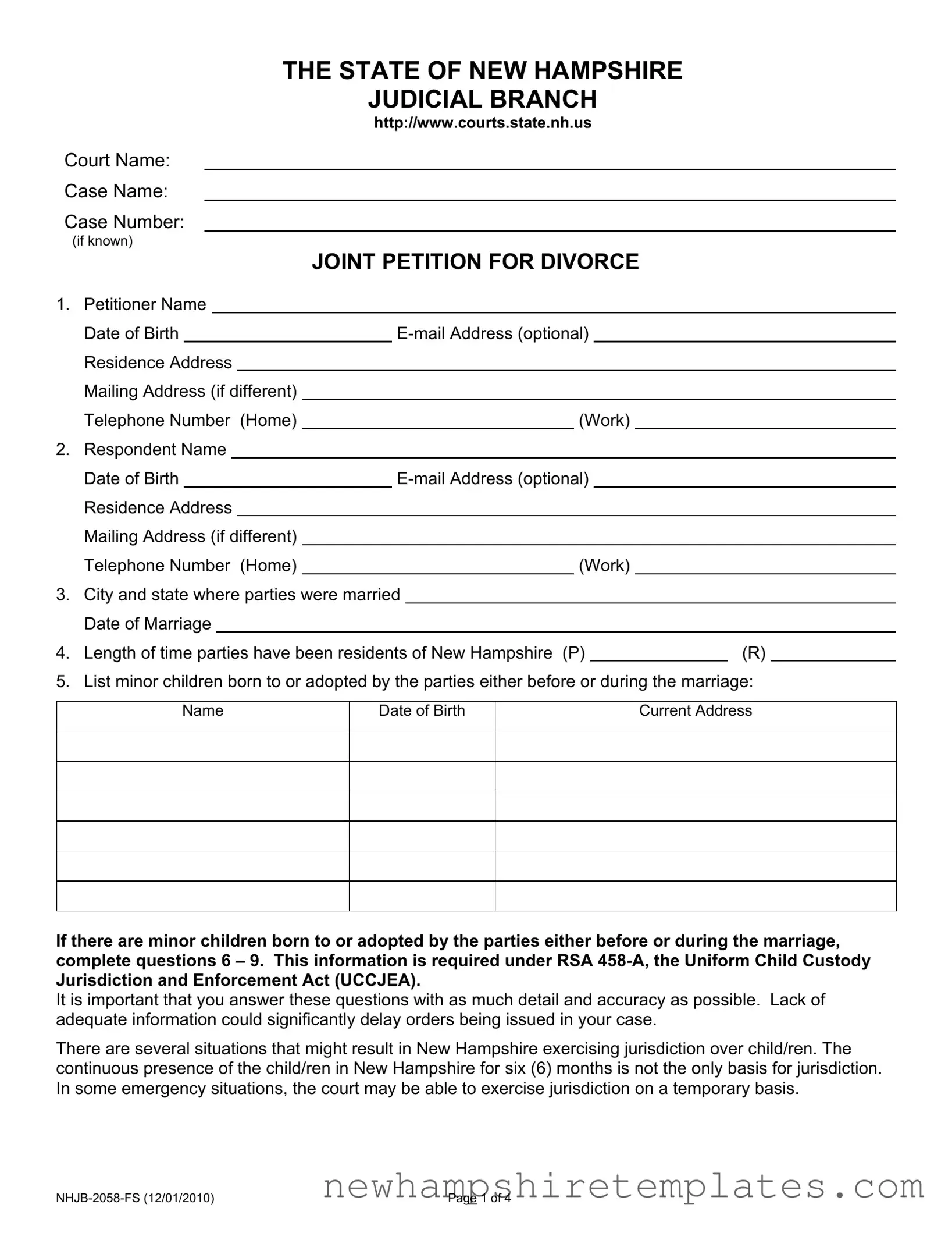 Fill in a Valid Nhjb 2058 Fs Form