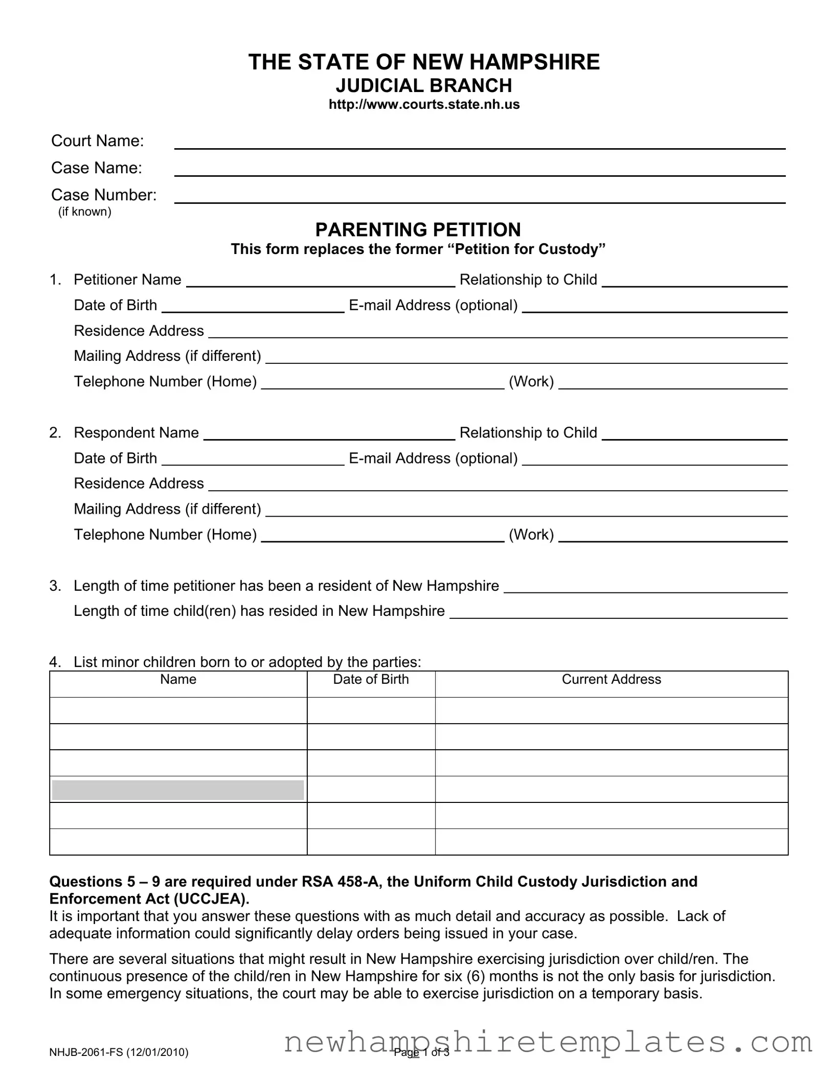 Fill in a Valid Nhjb 2061 Fs Form
