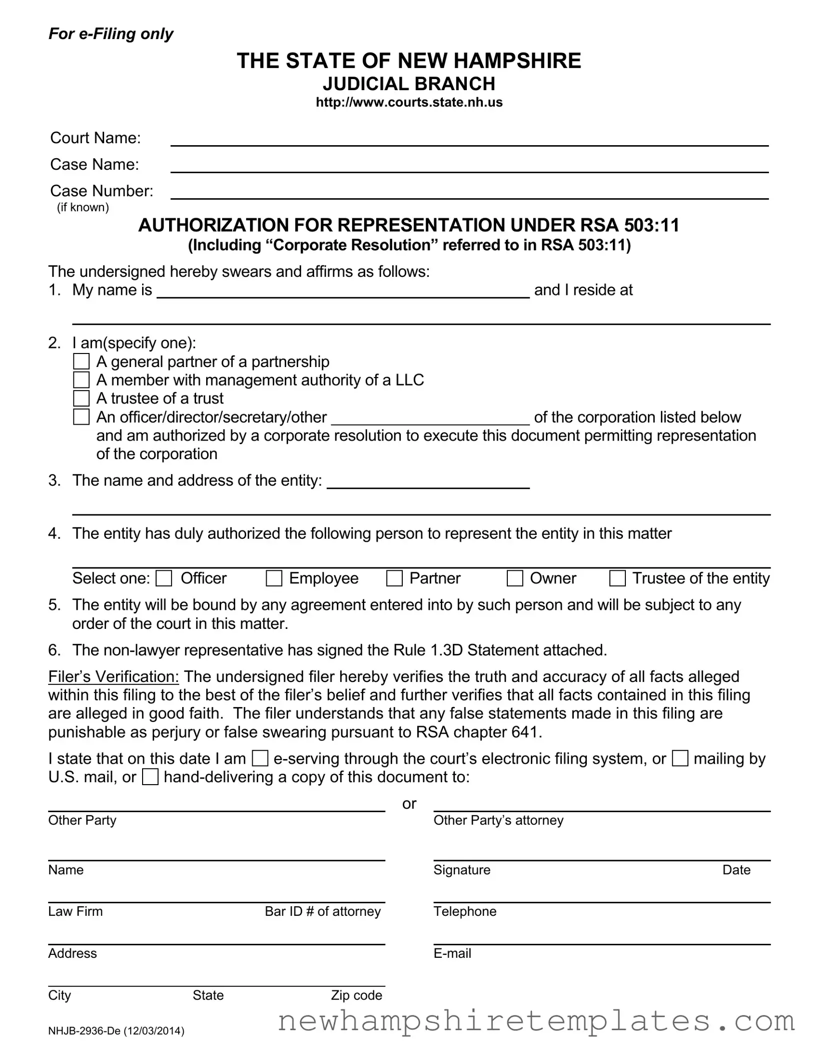 Fill in a Valid Nhjb 2936 De Form