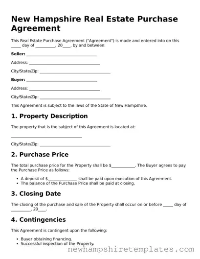 Official Real Estate Purchase Agreement Form for the State of New Hampshire